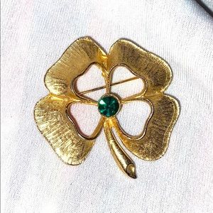 Four leaf clover shamrock brooch / pin